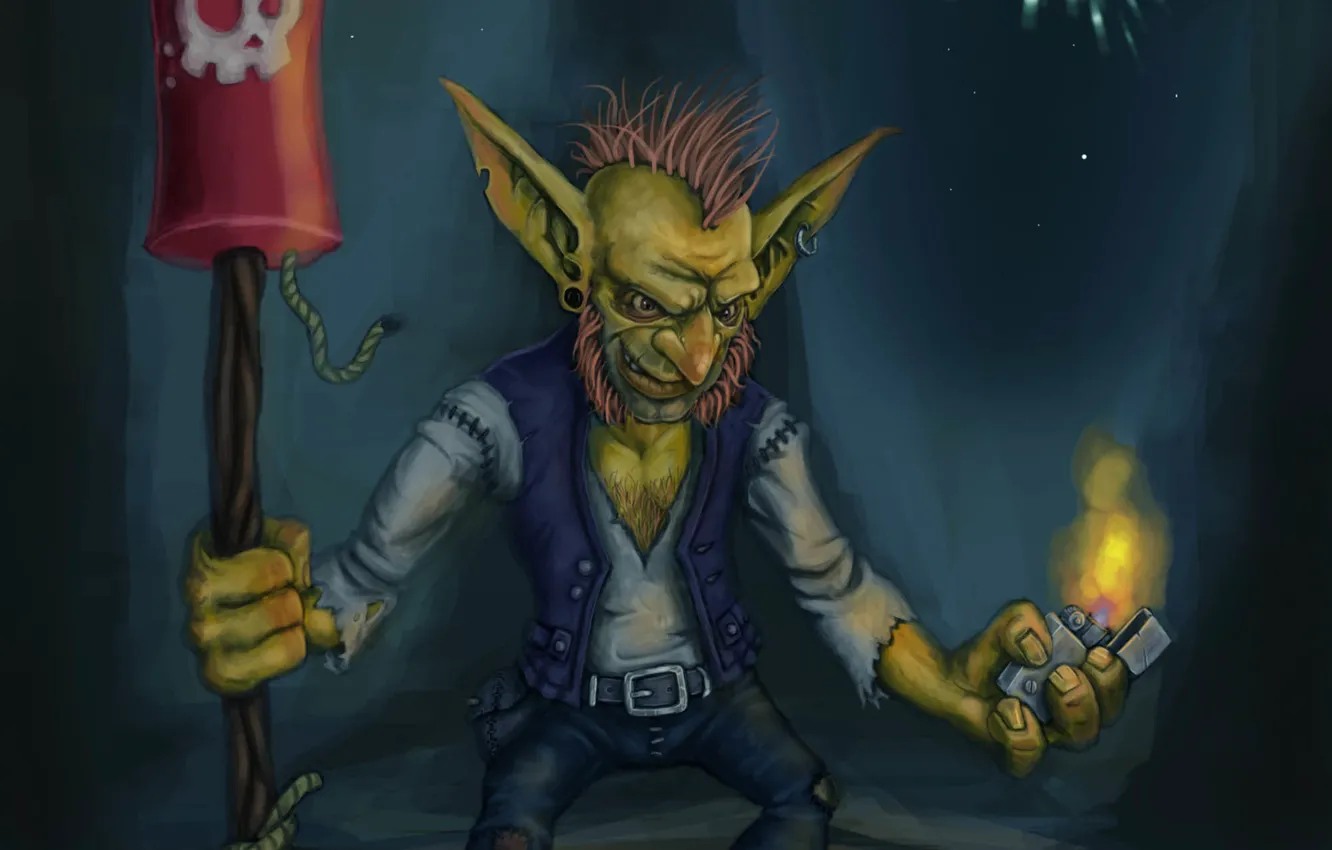 Фото обои ракета, World of Warcraft, гном, прикол, гоблин