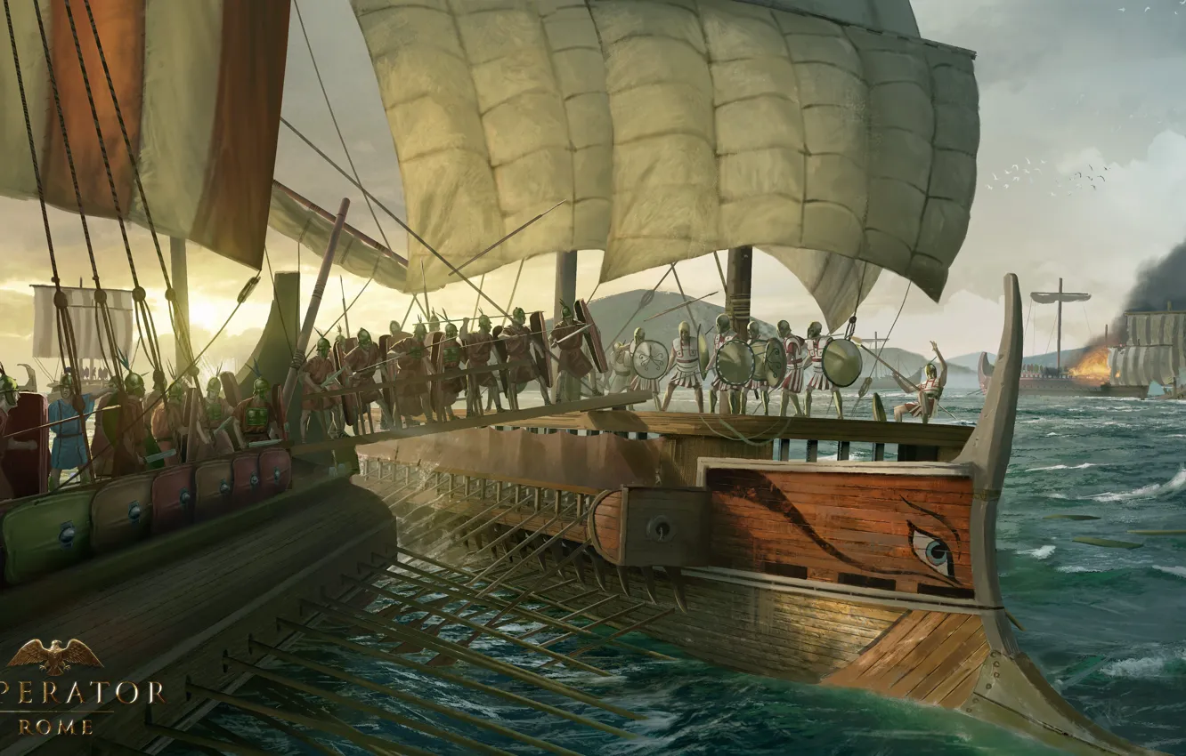 Фото обои корабль, паруса, римляне, вёсла, Imperator Rome