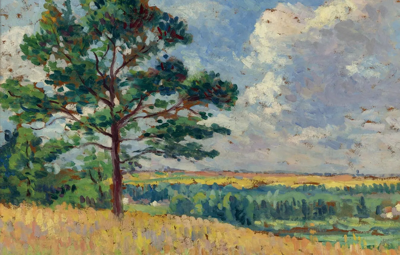 Фото обои картина, 1905, Максимильен Люс, Maximilien Luce, Пейзаж возле Меревиля