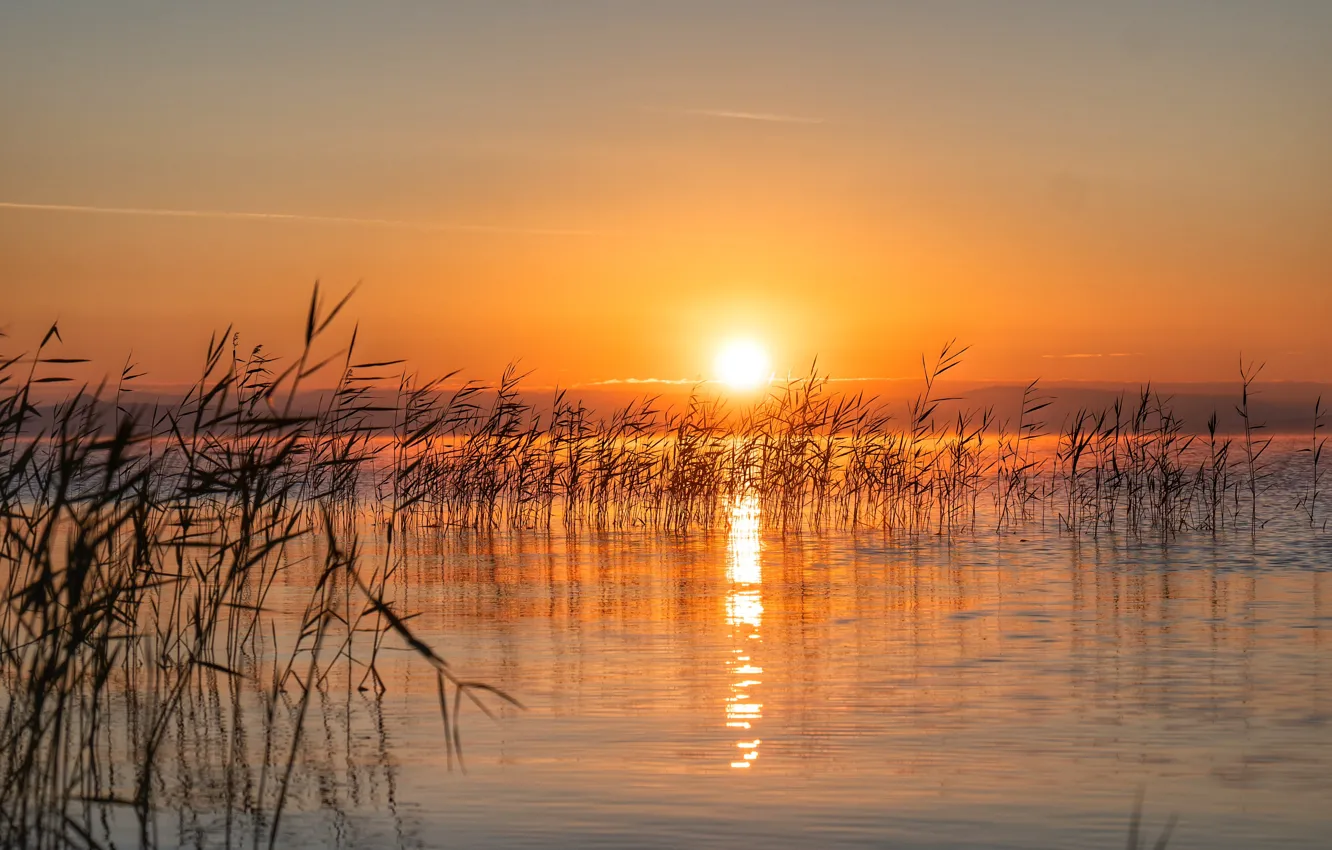 Фото обои рассвет, Озеро, Хакасия, Белё