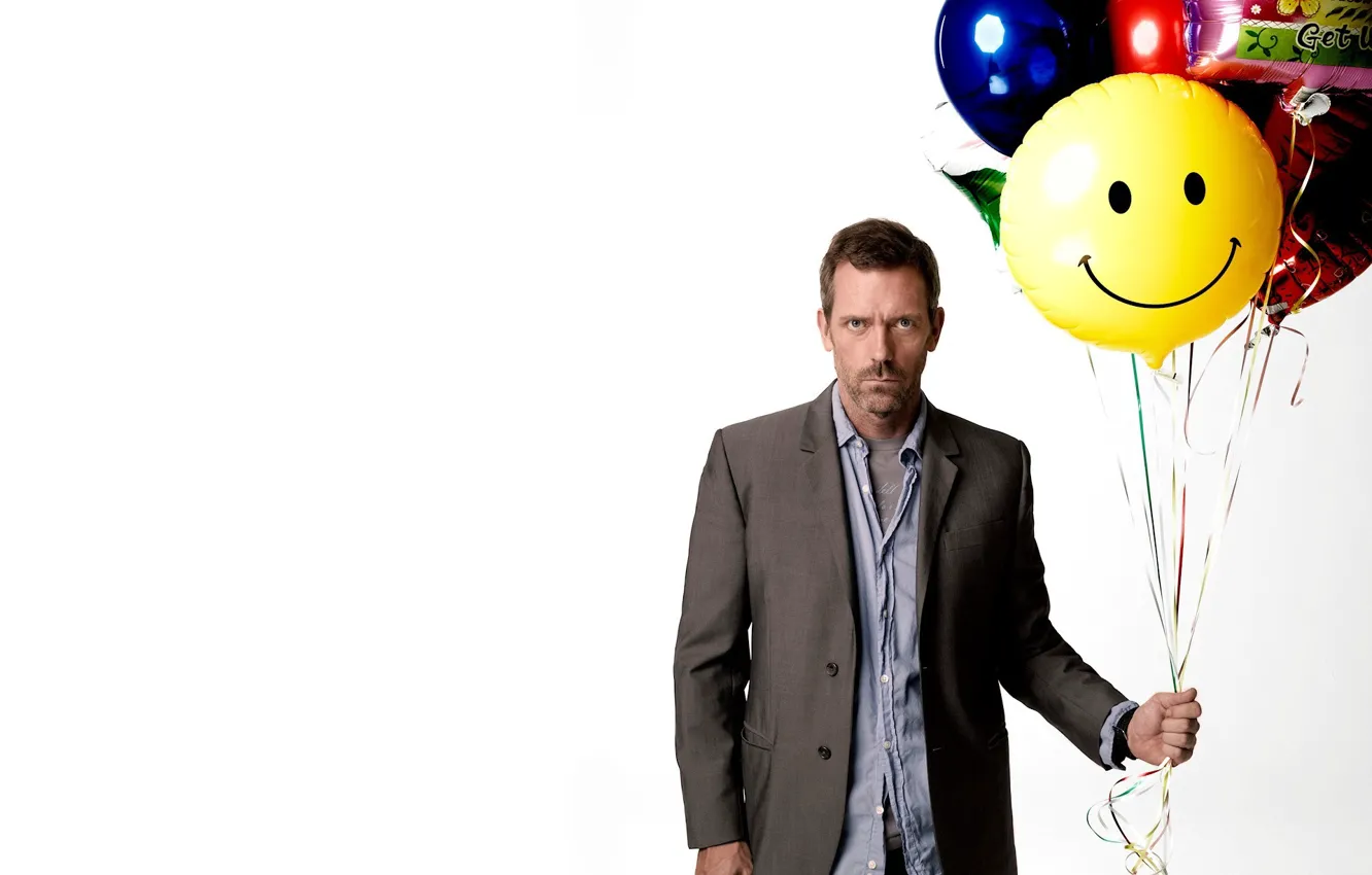 Фото обои белый, шарики, House M.D., Хью Лори, Hugh Laurie