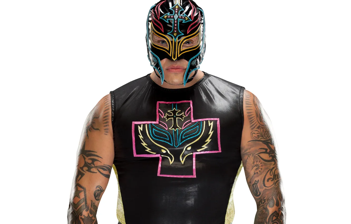 Фото обои маска, тату, татуировки, рестлер, Rey Mysterio, WWE, Рей Мисте́рио