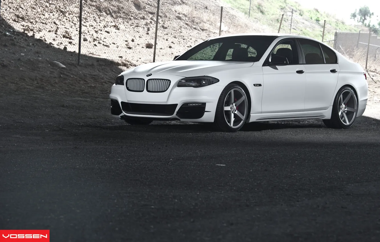 Фото обои BMW, white, 5 series, f10, vossen