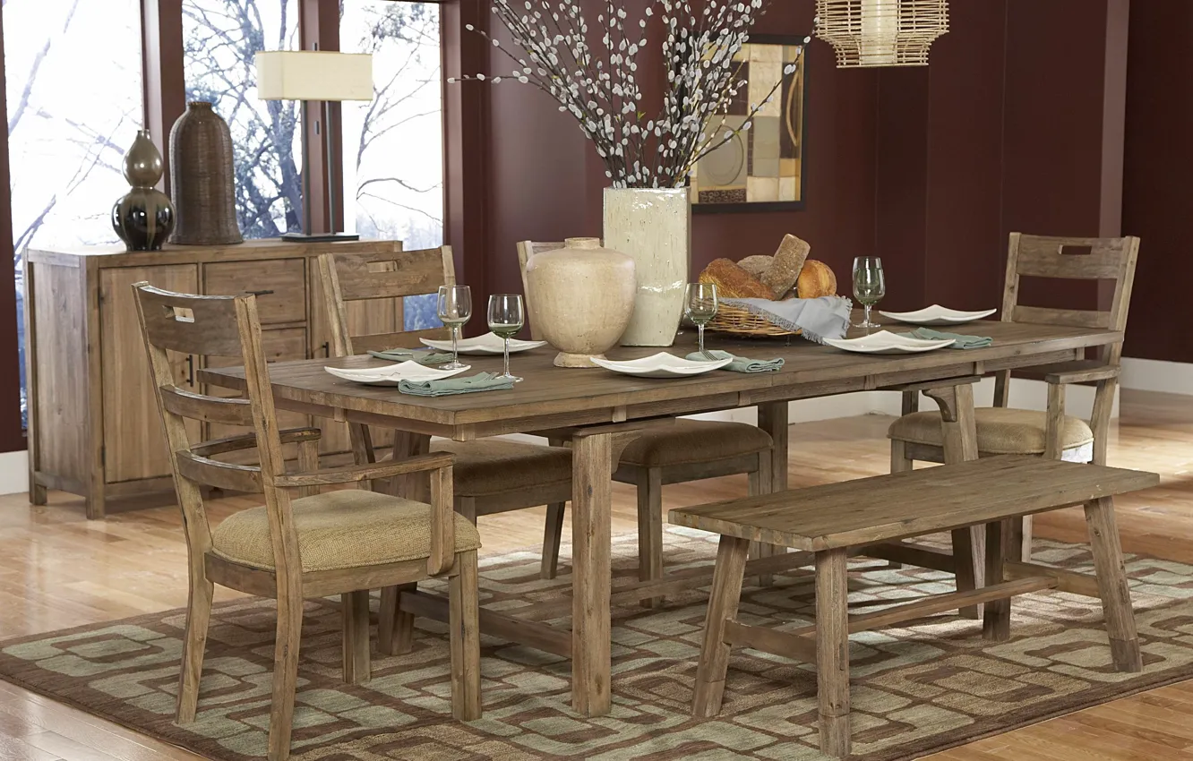 Фото обои комната, интерьер, столовая, rustic dining room