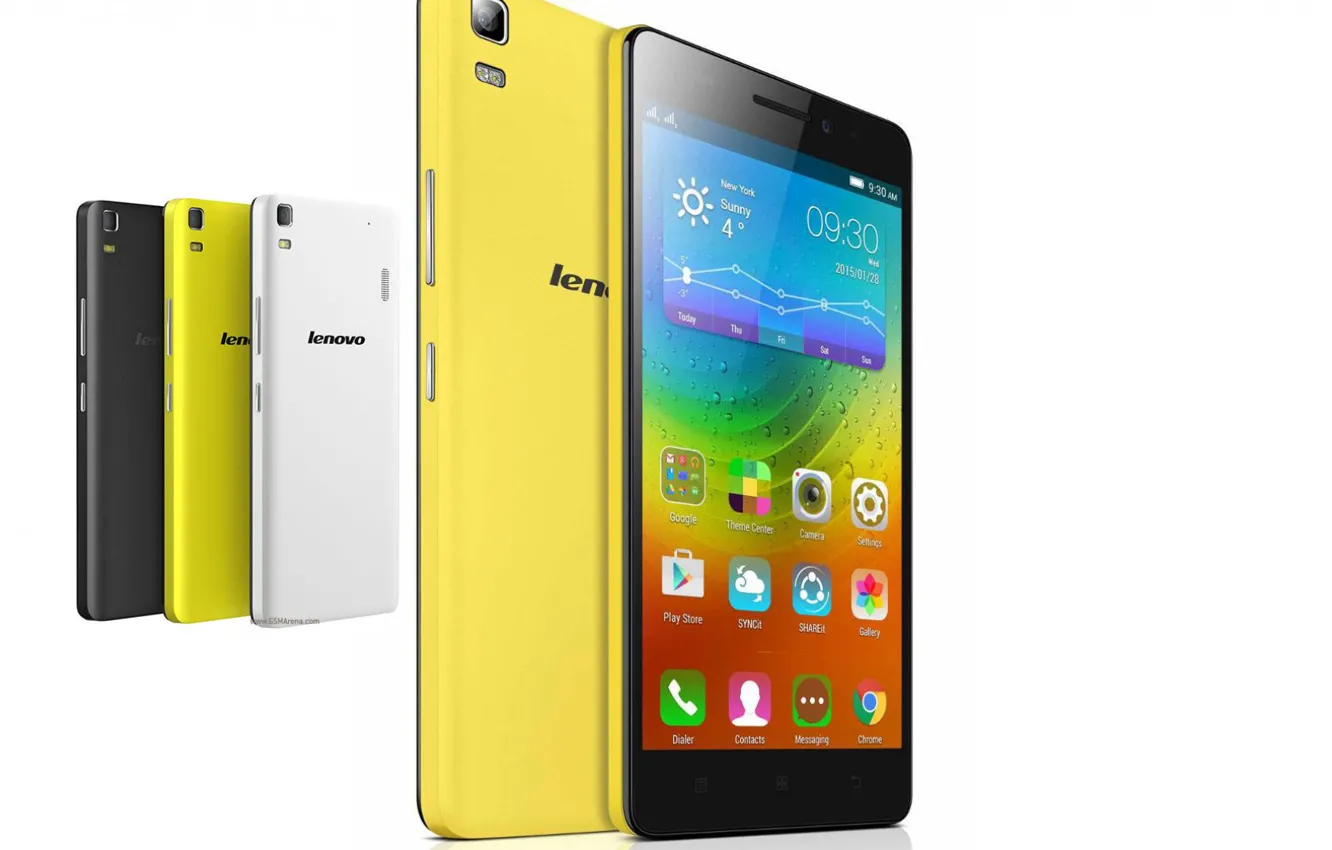Фото обои белый, жёлтый, чёрный, Lenovo, smartfoni