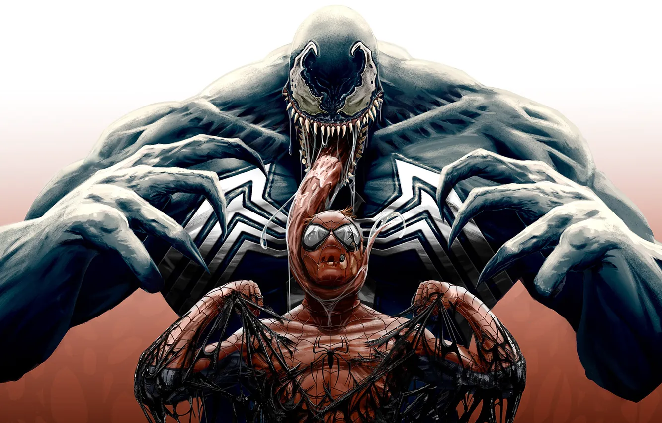 Фото обои арт, комикс, Человек-паук, MARVEL, Spider-Man, Веном, Venom