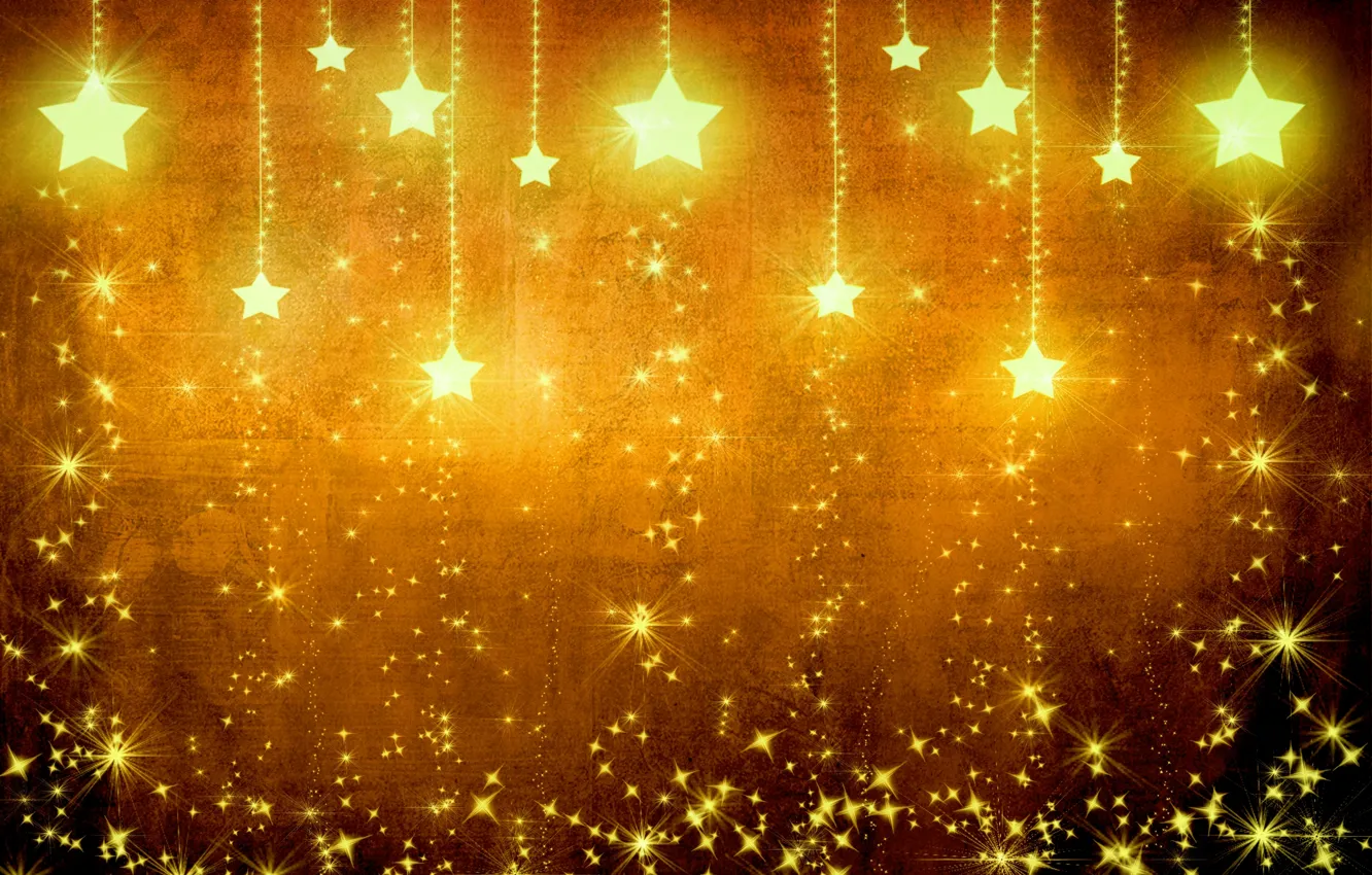Фото обои звезды, свет, желтый, фон, золото, праздник, текстура, коричневый