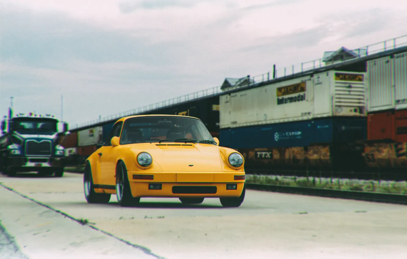 Фото обои Авто, Желтый, Porsche, Машина, Porsche 911, Vintage, 1980, by Giacomo Geroldi