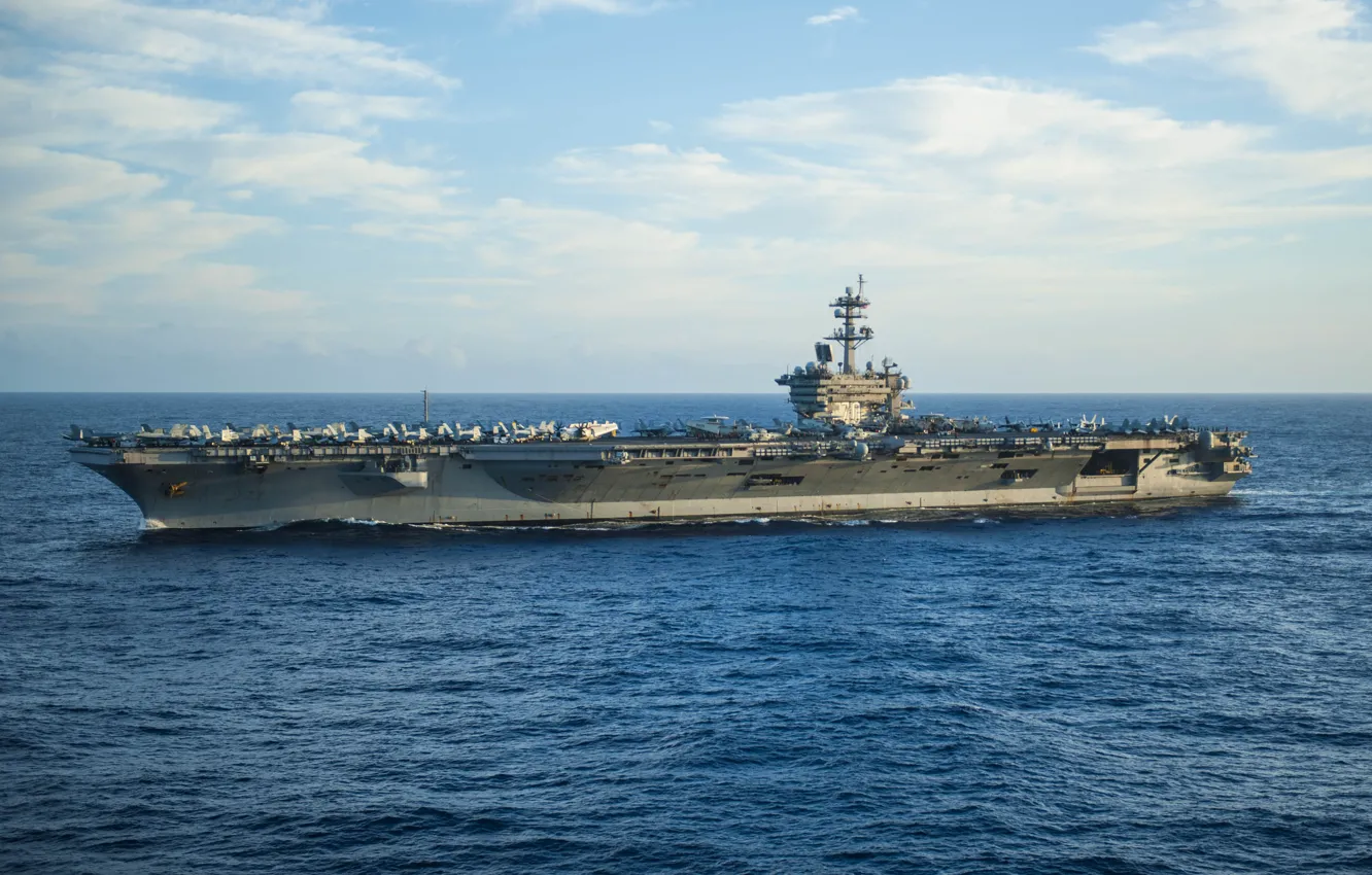 Фото обои море, небо, авианосец, USS Carl Vinson, (CVN 70)