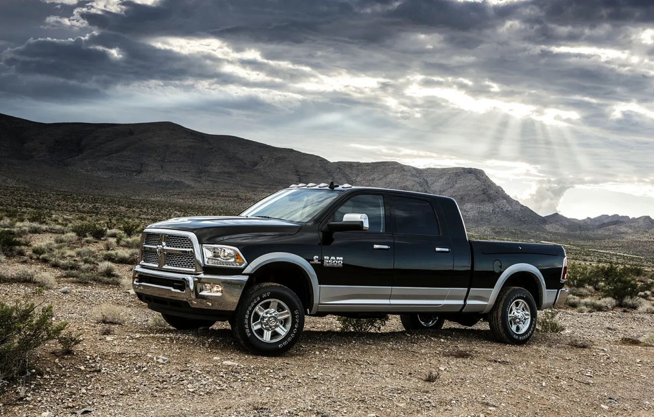 Обои Небо, Авто, Горы, Черный, Пустыня, Dodge, Пикап, 1500 на телефон и ...