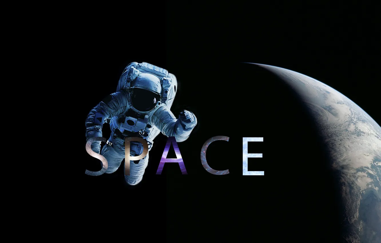 Фото обои Cosmos, Открытый космос, Земля, Космос, Space, Космонавт