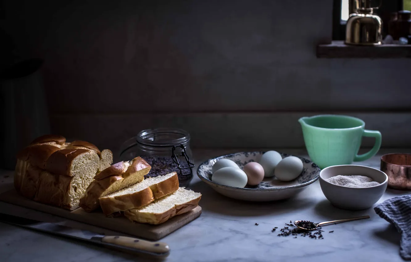 Фото обои eggs, sugar, bread
