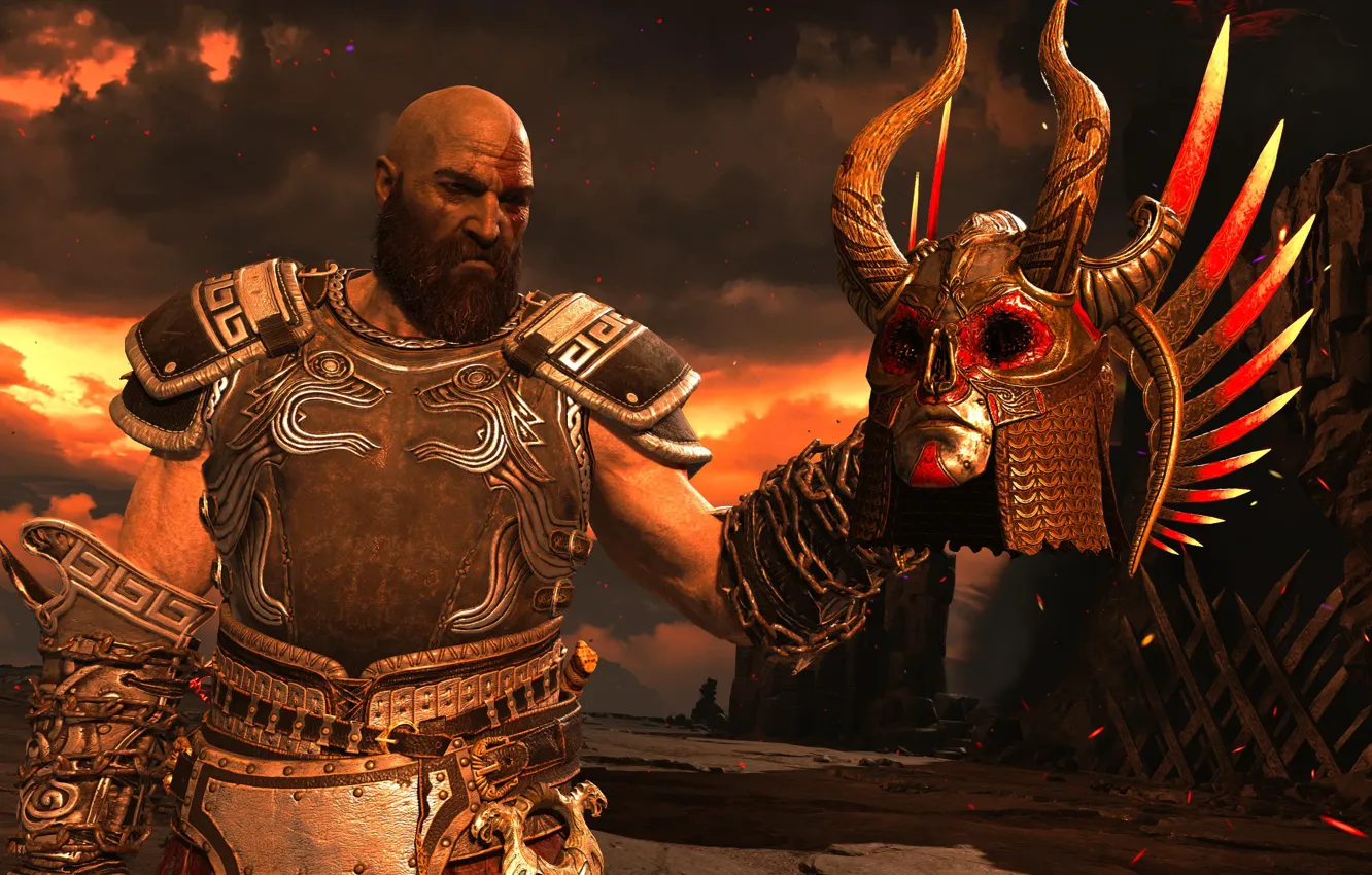Фото обои Playstation, God of War, Кратос, God of War 4, Santa Monica Studio, Призрак Спарты, Броня …