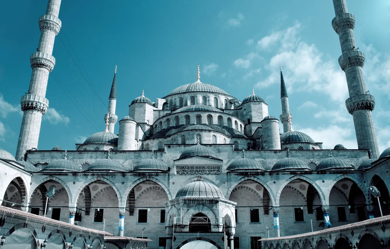 Фото обои Стамбул, Турция, Istanbul, Grand mosque, Мечеть Султанахмет