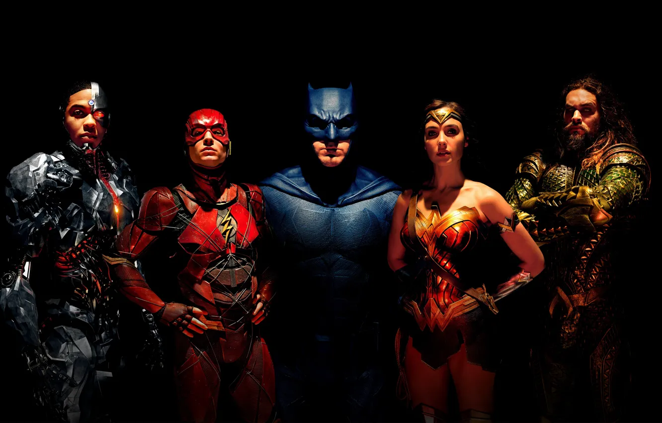 Фото обои фантастика, черный фон, Wonder Woman, постер, Batman, Бен Аффлек, комикс, костюмы