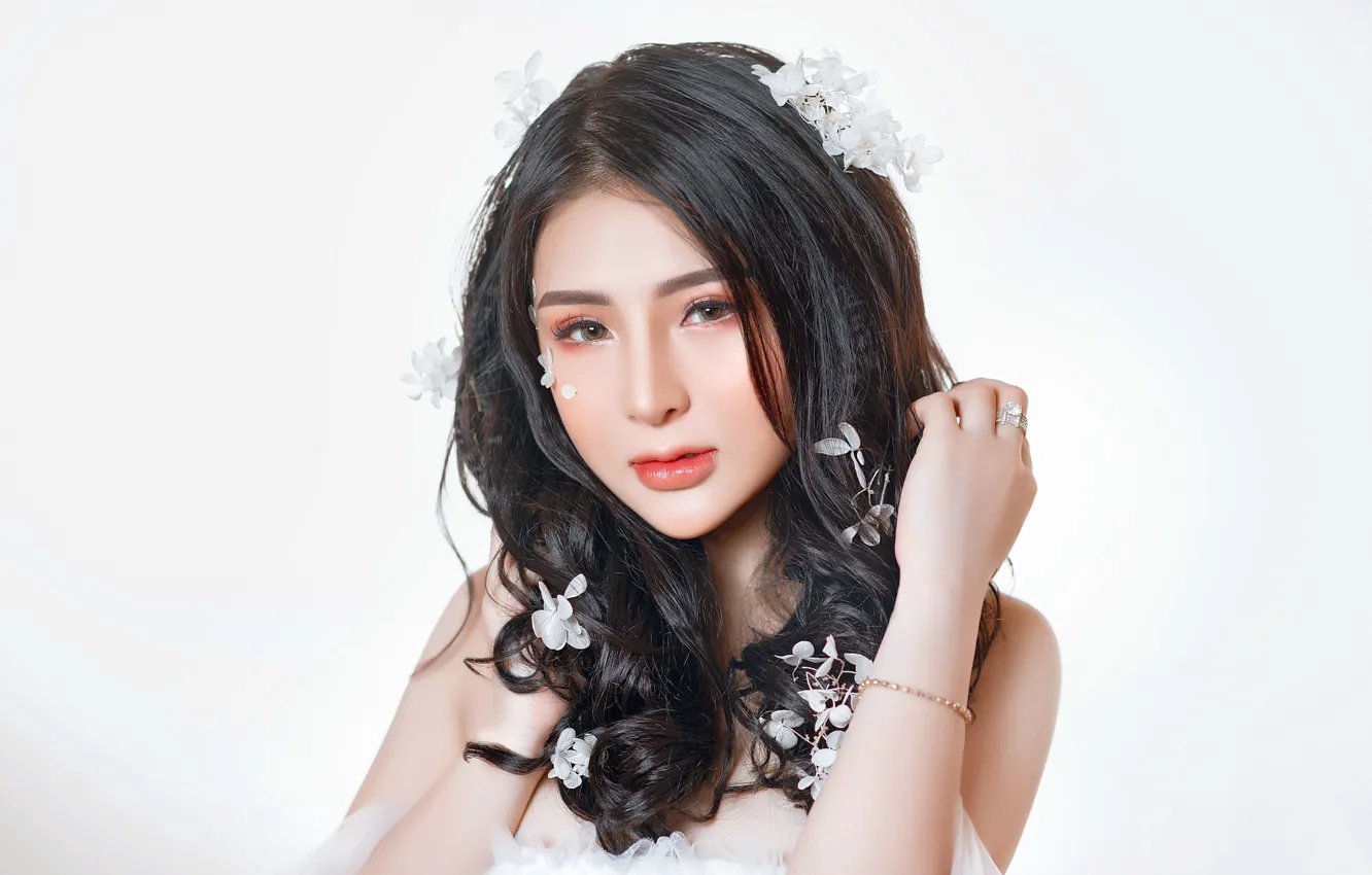 Фото обои девушка, портрет, азиатка