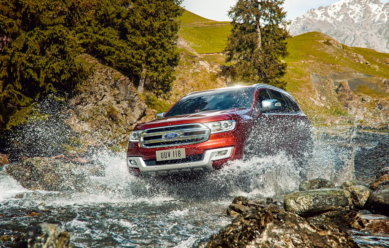 Фото обои вода, брызги, транспорт, автомобиль, Ford Everest