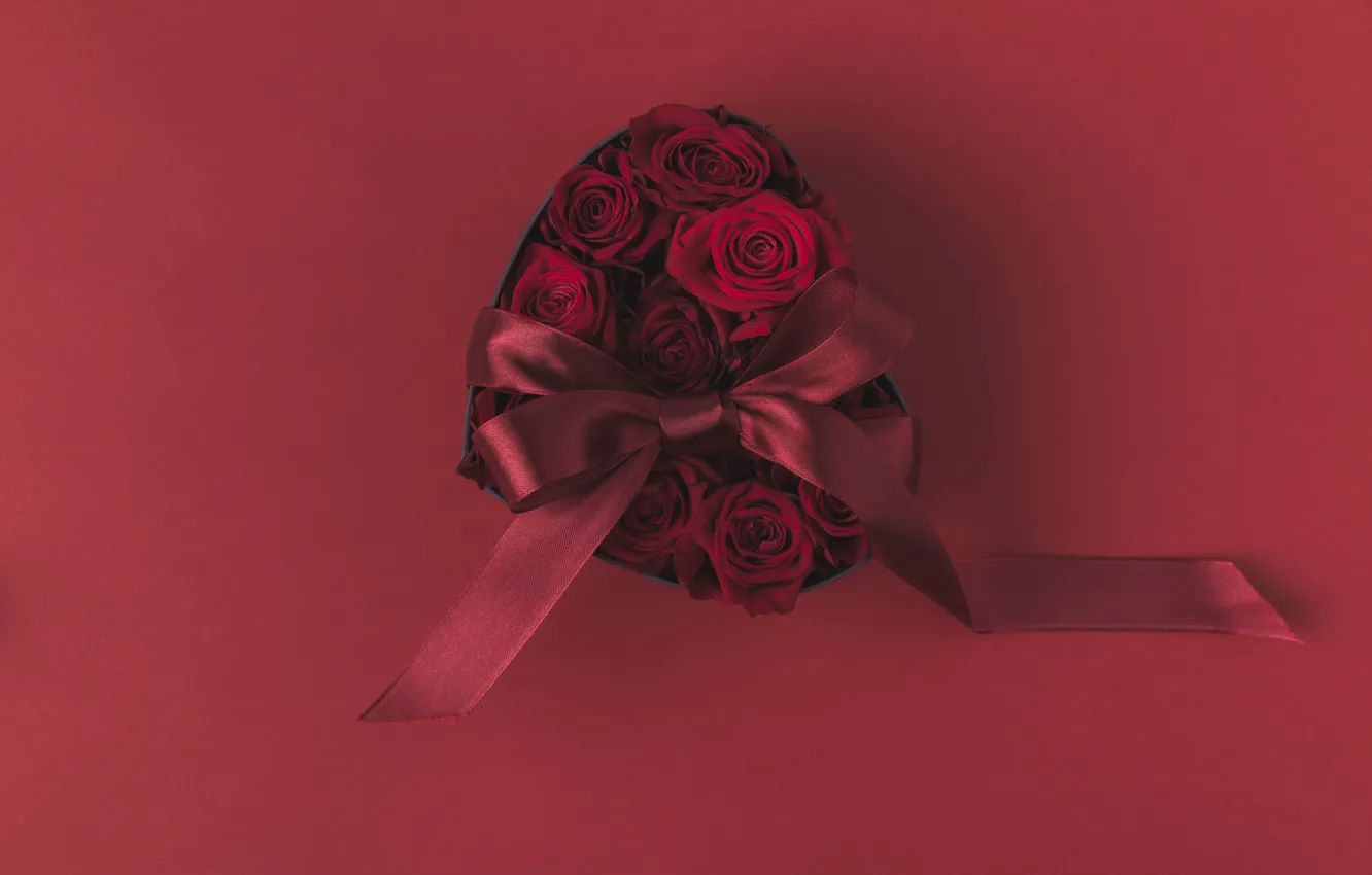 Фото обои цветы, розы, сердечко, Коробка
