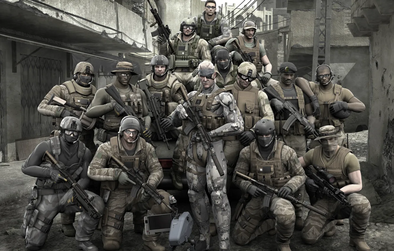 Фото обои Солдаты, Оружие, Solid Snake, Metal Gear, PS3, Биг Босс, Metal Gear Solid 4: Guns of …