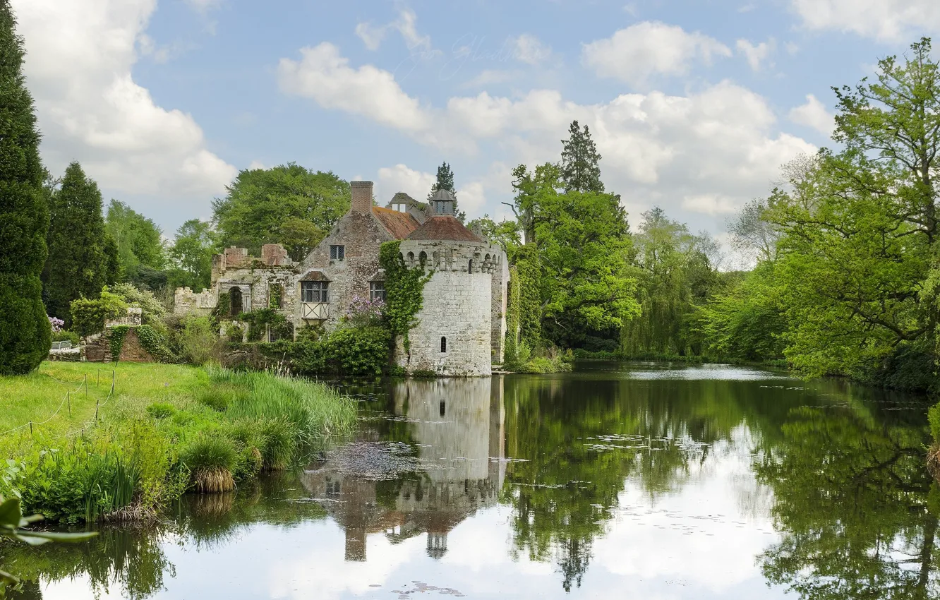 Фото обои пейзаж, природа, замок, англия, Scotney Castle