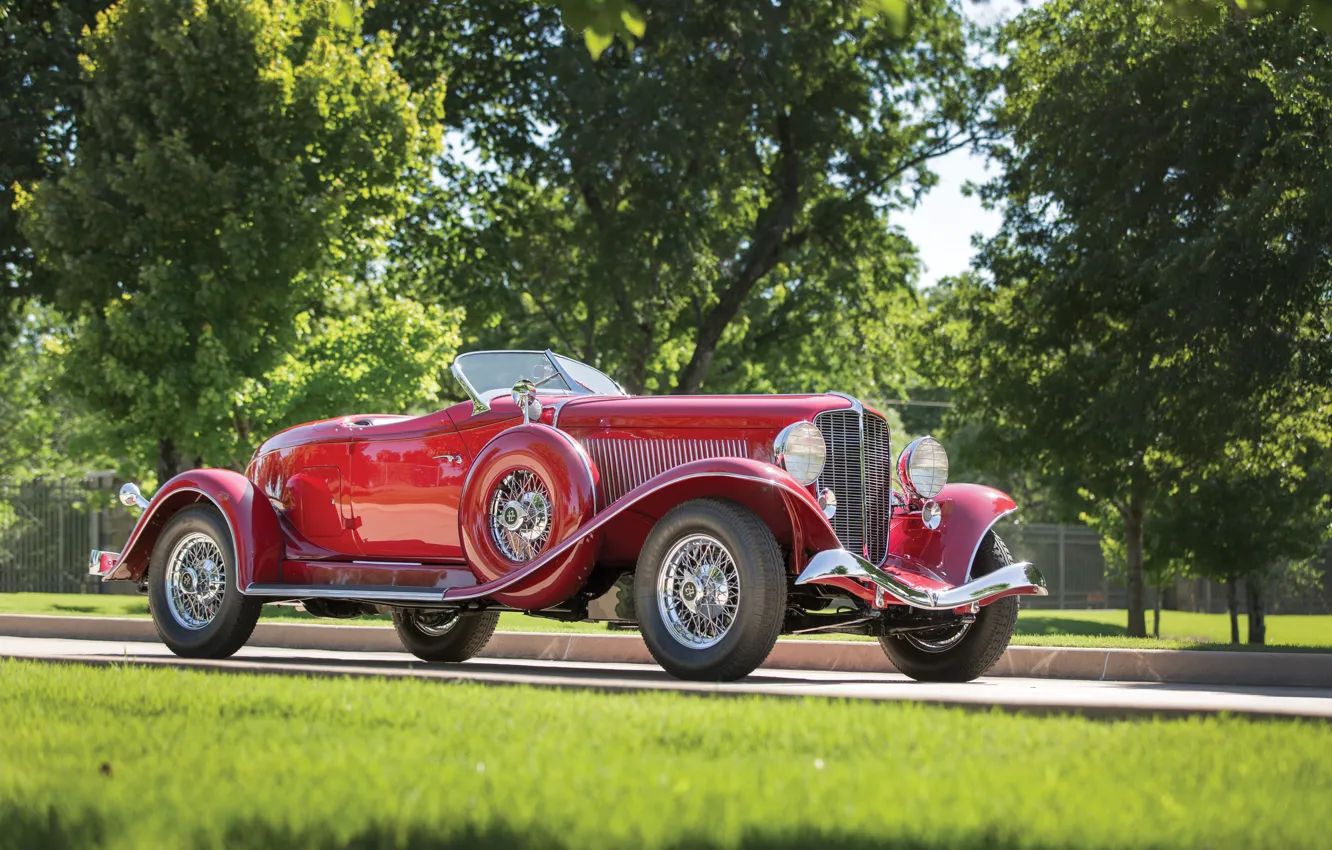 Фото обои Red, V12, classic, люкс, american, luxury, престиж, 1934