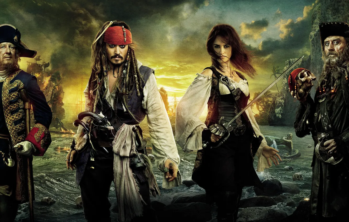Фото обои Пираты, моря, берегах, странных, Карибского