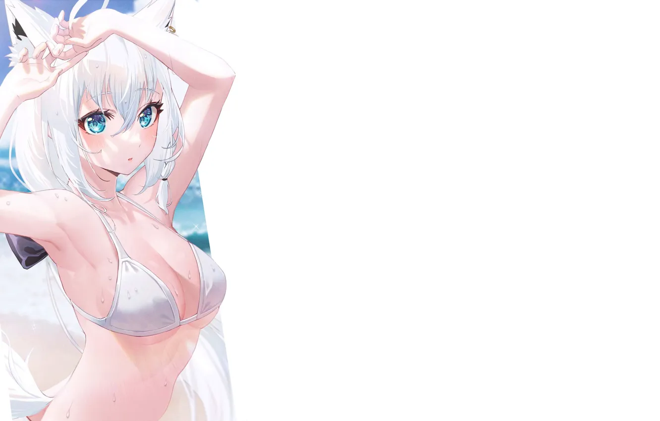 Фото обои kawaii, girl, white, hot, sexy, wet, boobs, anime