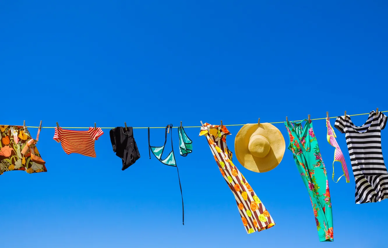 Фото обои sky, clothes, sunny, clothes line