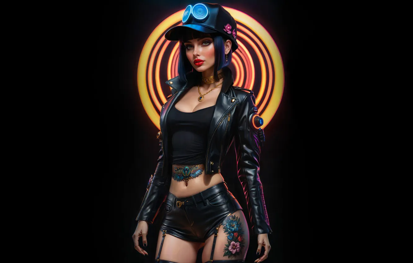 Фото обои девушка, фон, чёрный фон