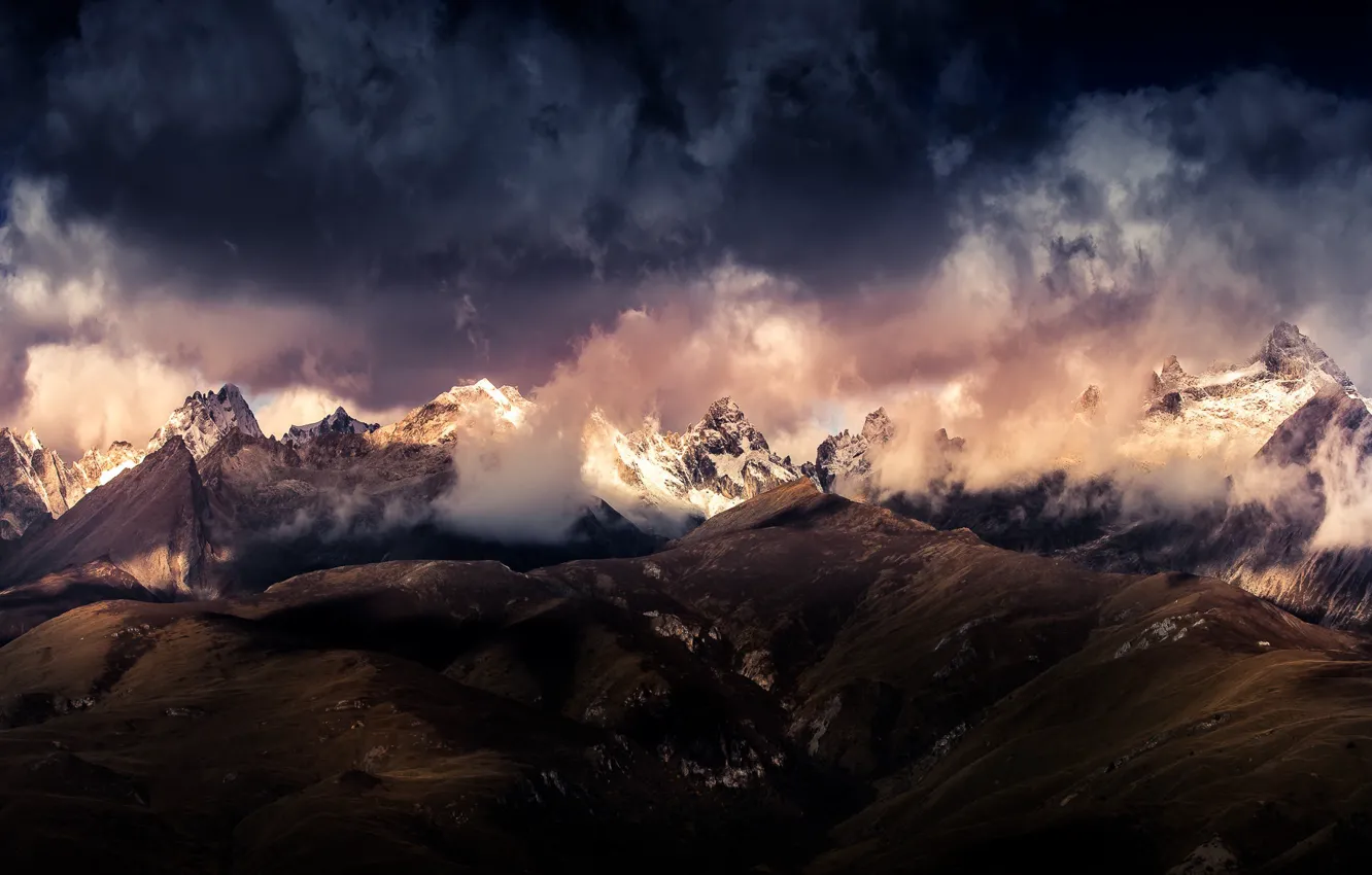 Фото обои небо, облака, горы, Гималаи