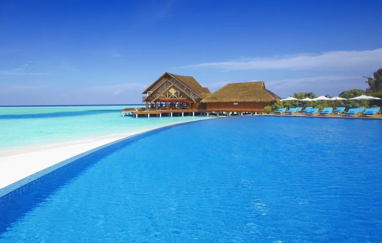 Фото обои море, прозрачная вода, бассейн, мальдивы, багамы, сейшелы