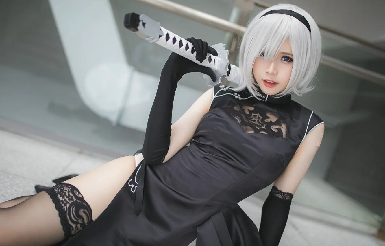 Фото обои girl, stockings, model, cosplay, cosplayer