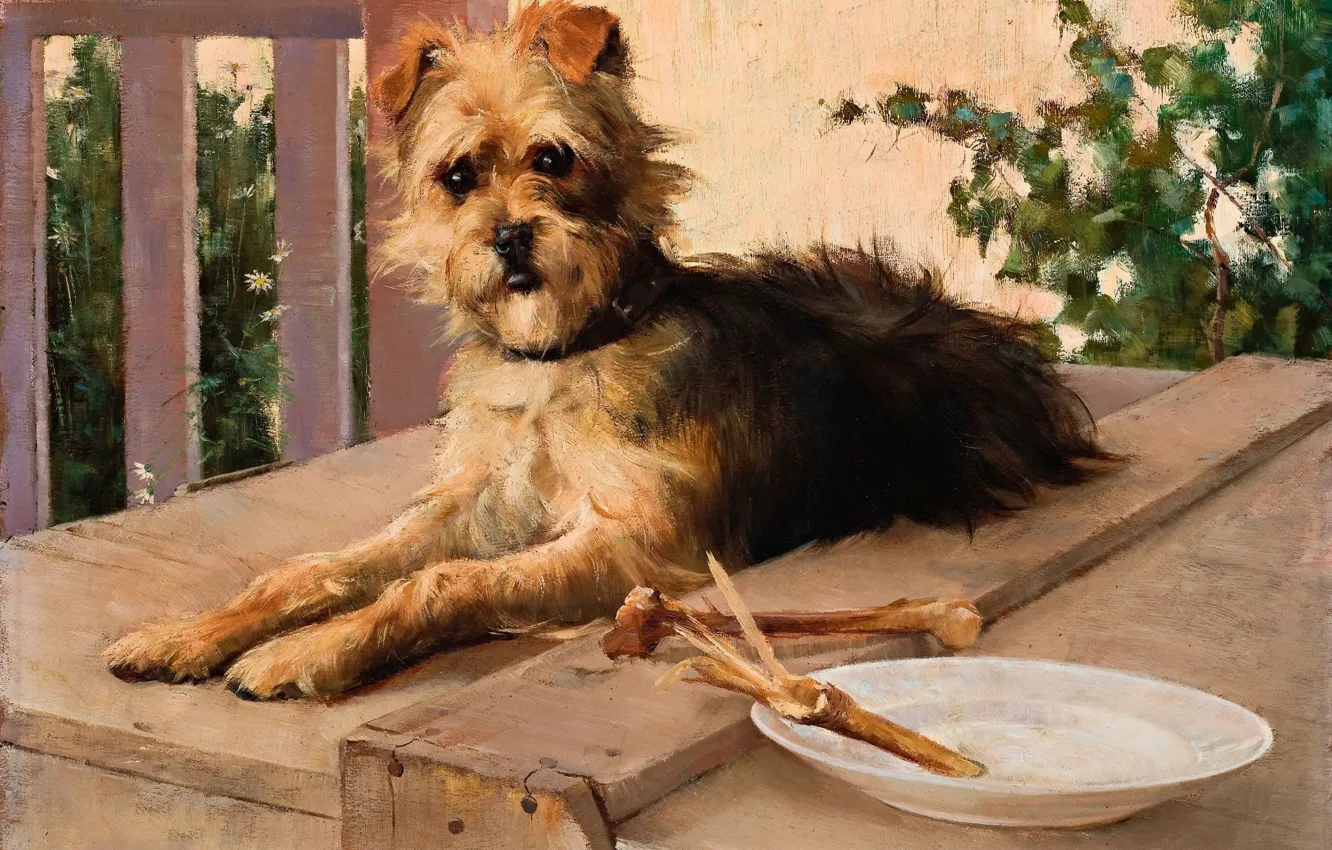 Фото обои картина, СОБАКА, 1890, Люсьен Хенри, Lucien Henry