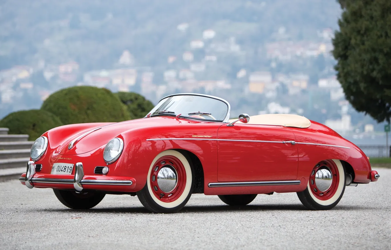 Фото обои фон, Porsche, Порше, классика, передок, 1955, Speedster, by Reutter