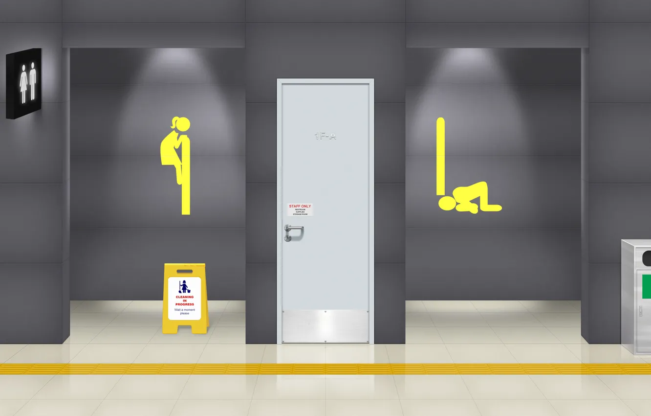 Фото обои humor, public restroom, toilet sign