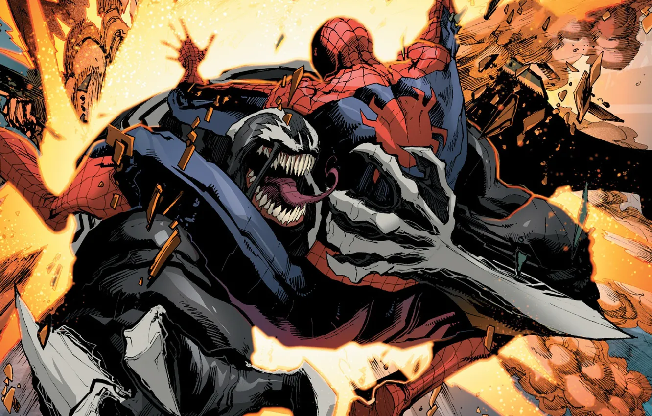 Фото обои комиксы, человек паук, Веном, Venom