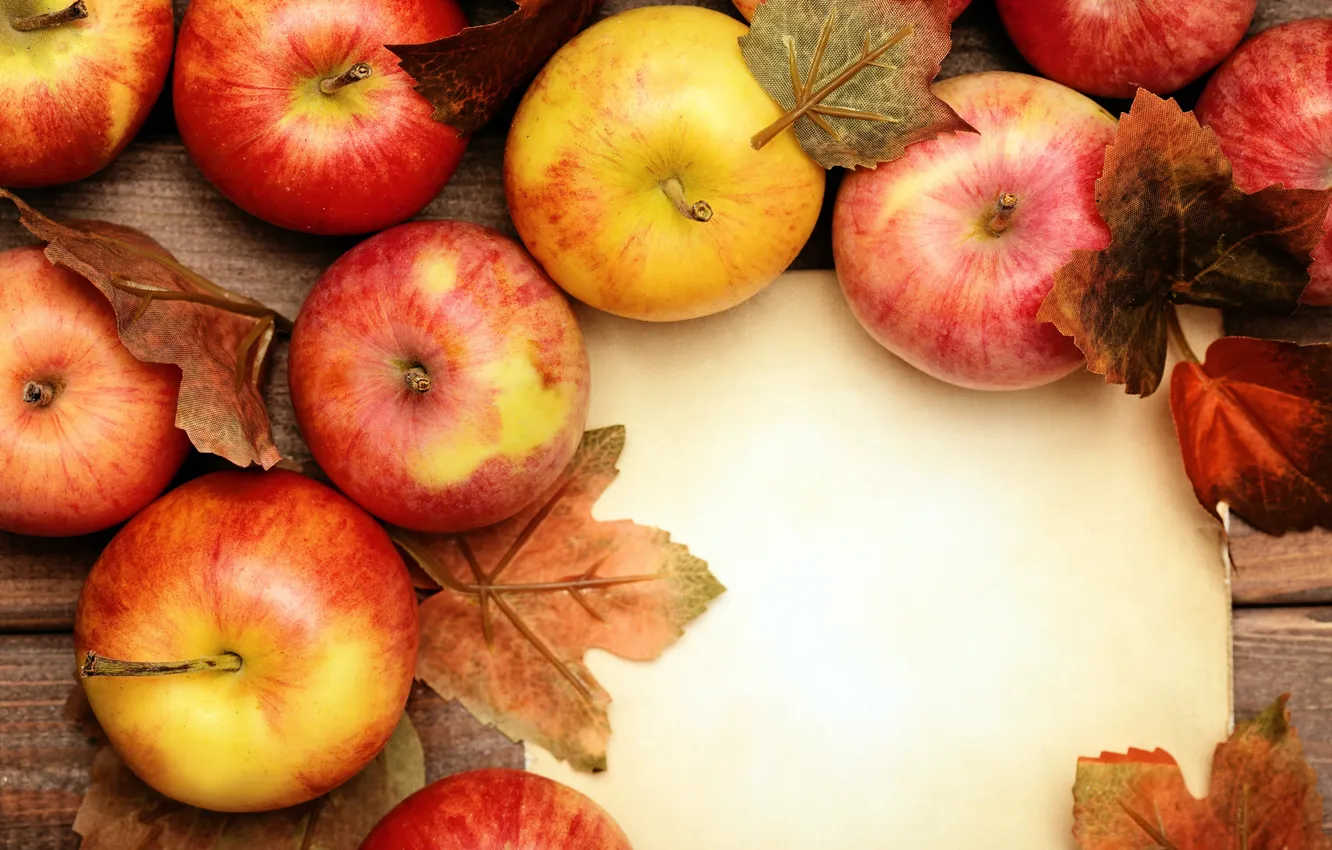 Фото обои яблоки, фрукты, листики, apples