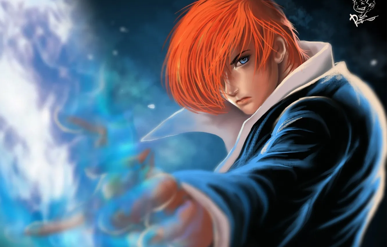 Фото обои магия, арт, парень, king of fighters, Cristian AC, Iori Yagami