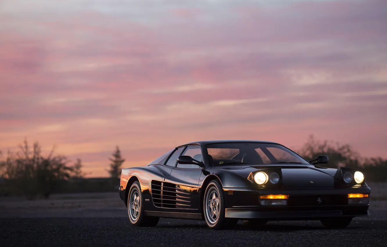 Фото обои Ferrari, Sunset, Testarossa