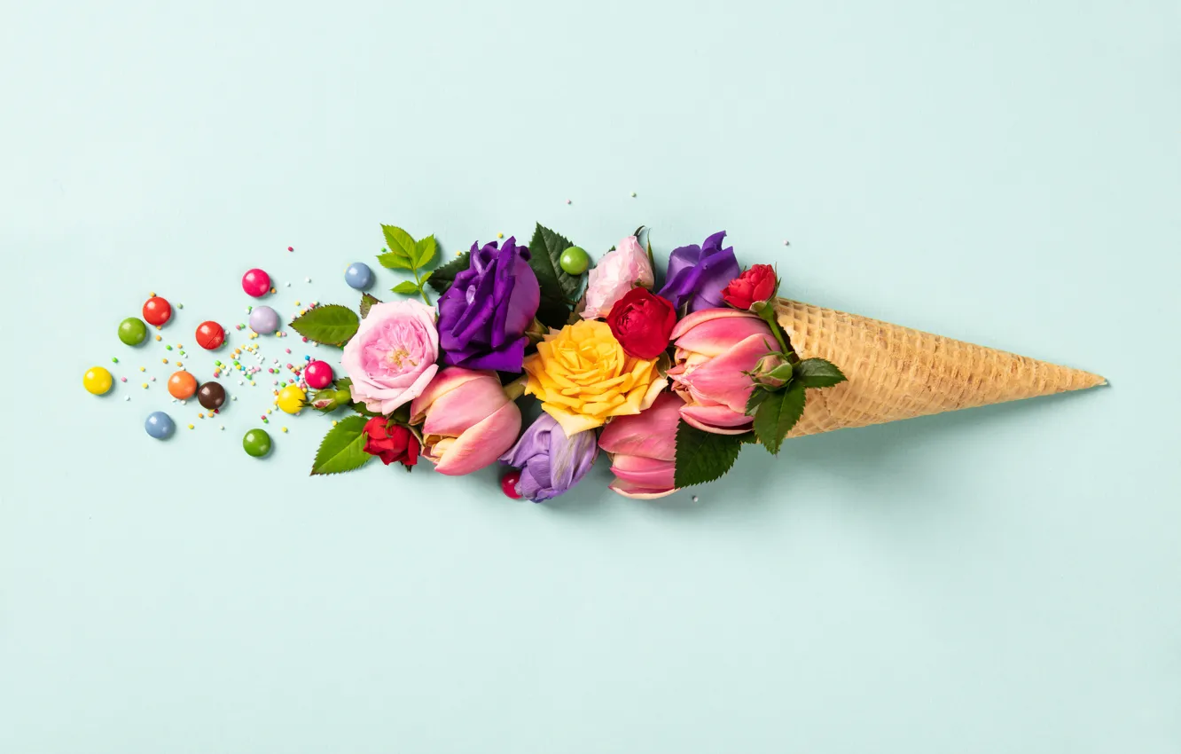 Фото обои цветы, фон, голубой, розы, бутоны, Natalia Klenova