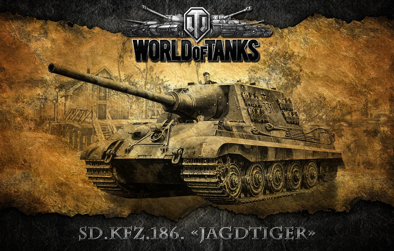 Фото обои World of tanks, WoT, мир танков, истребитель танков, Jagdtiger, пт-сау, немецкая, Ягдтигер