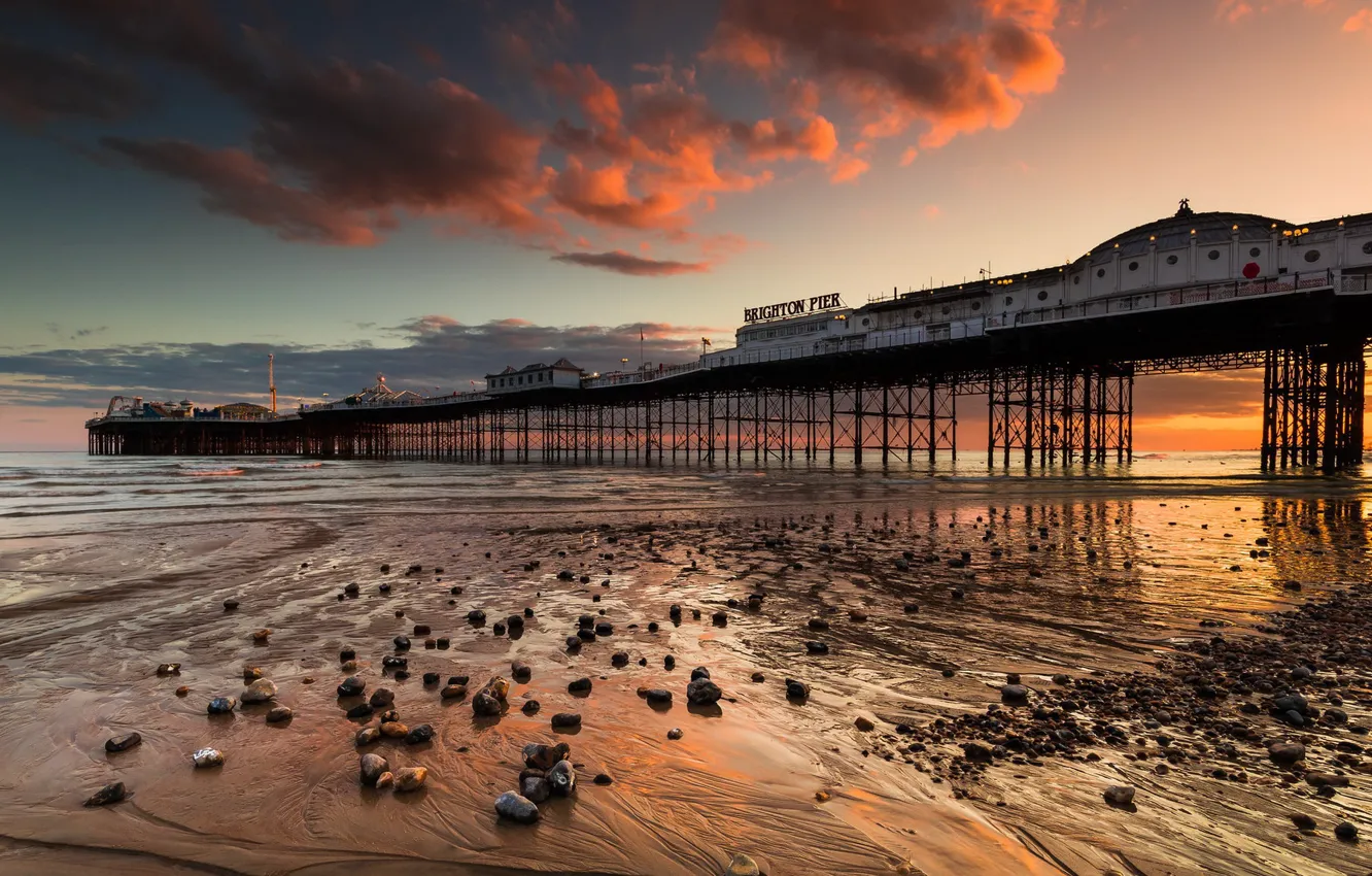 Фото обои sunset, Sussex, Brighton Palace Pier