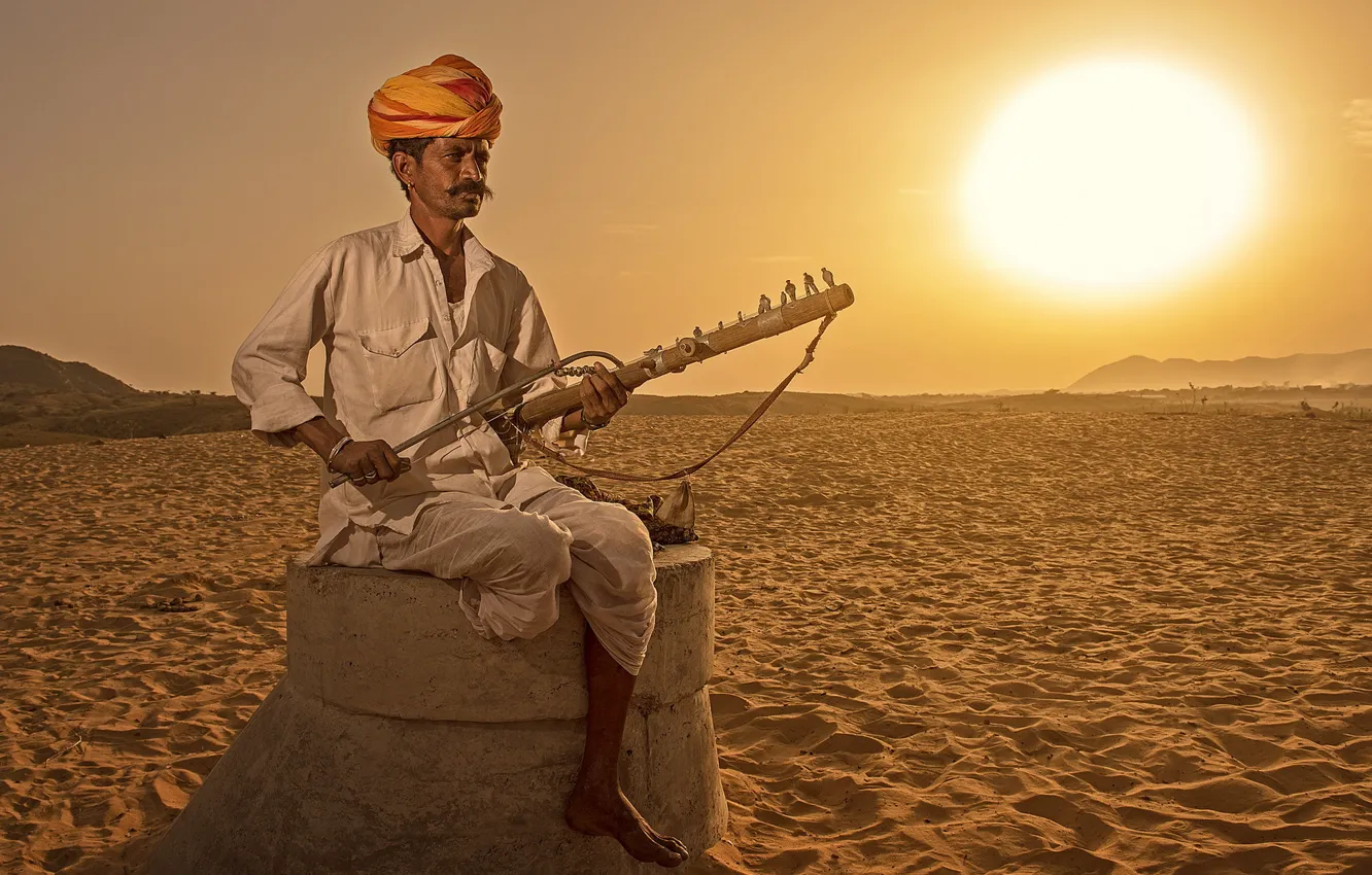 Фото обои музыка, человек, Индия, инструмент