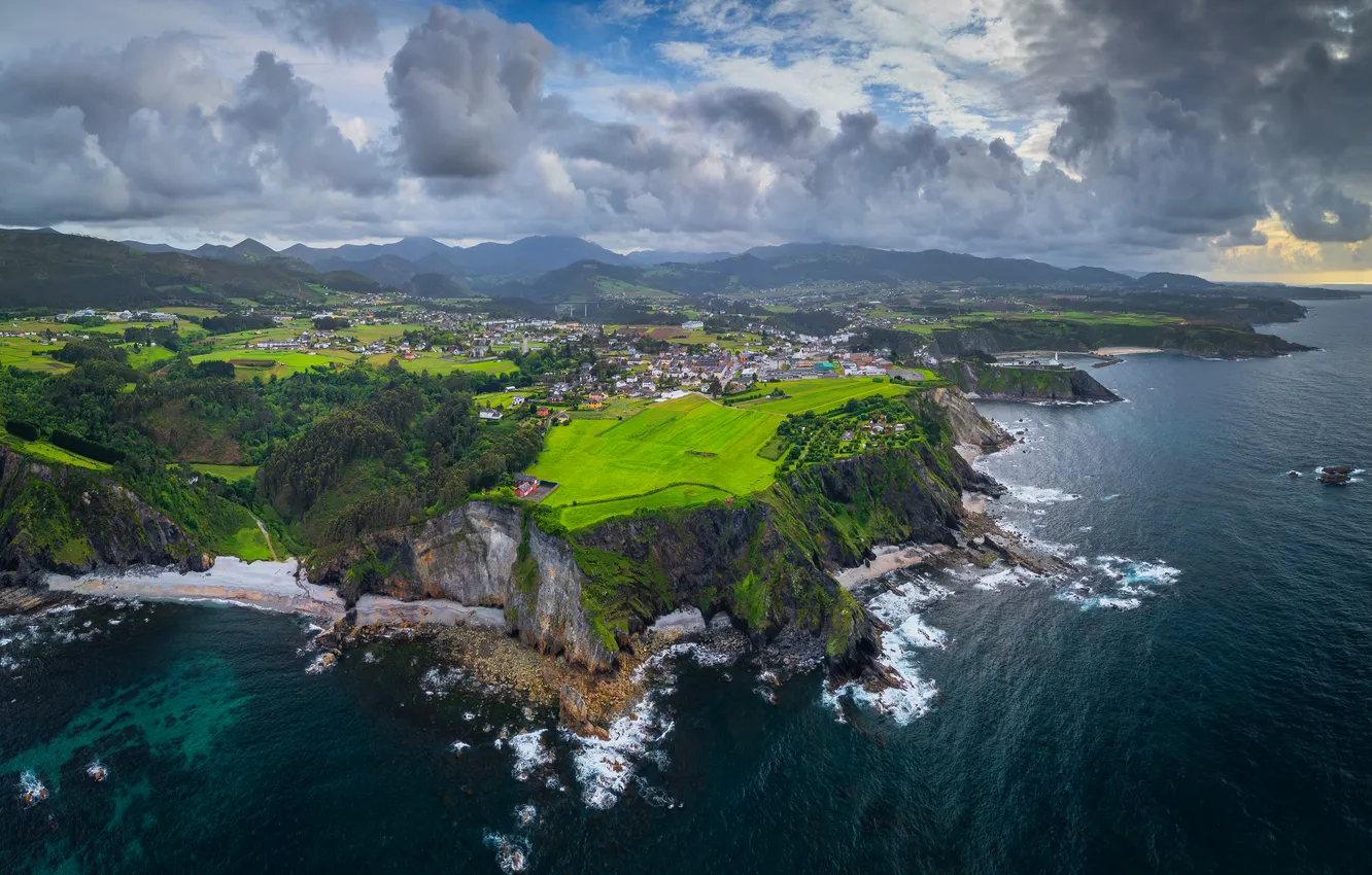 Фото обои море, облака, скалы, побережье, Spain, Asturias, Daniel Burton