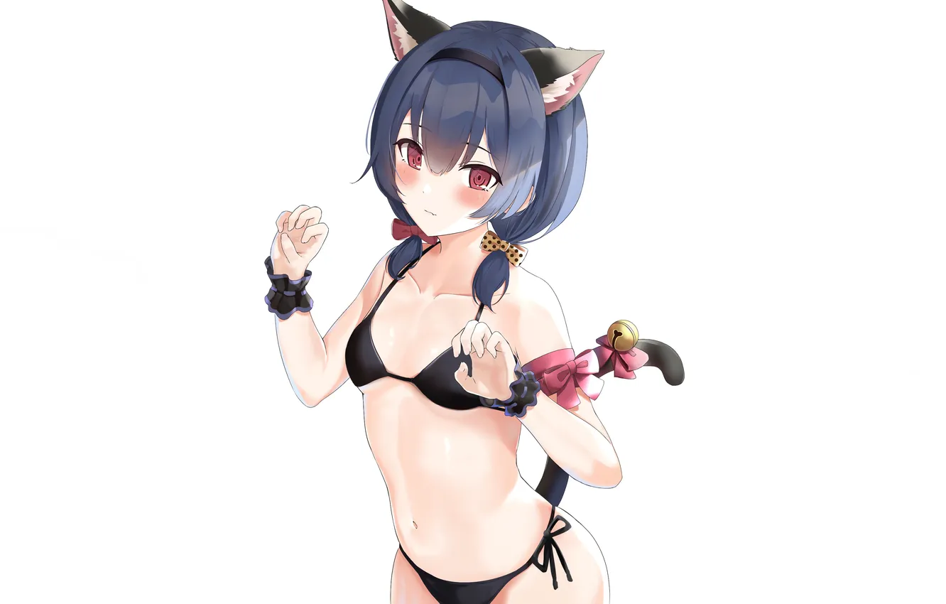 Фото обои girl, sexy, cleavage, boobs, animal ears, sexy girl, anime, catgirl