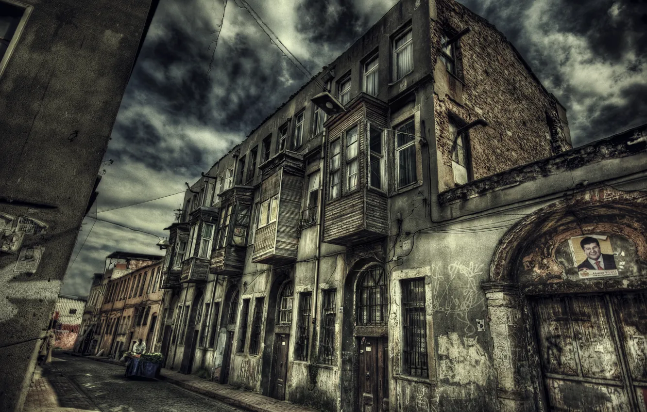 Фото обои HDR, Улица, Стамбул, Турция, Street, Istanbul, Turkey, Старое здание