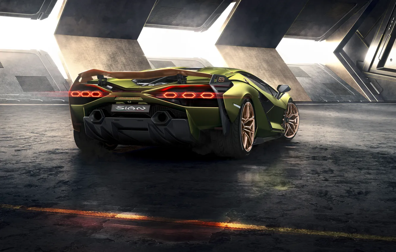 Фото обои машина, Lamborghini, фонари, суперкар, диски, гибридный, Sián