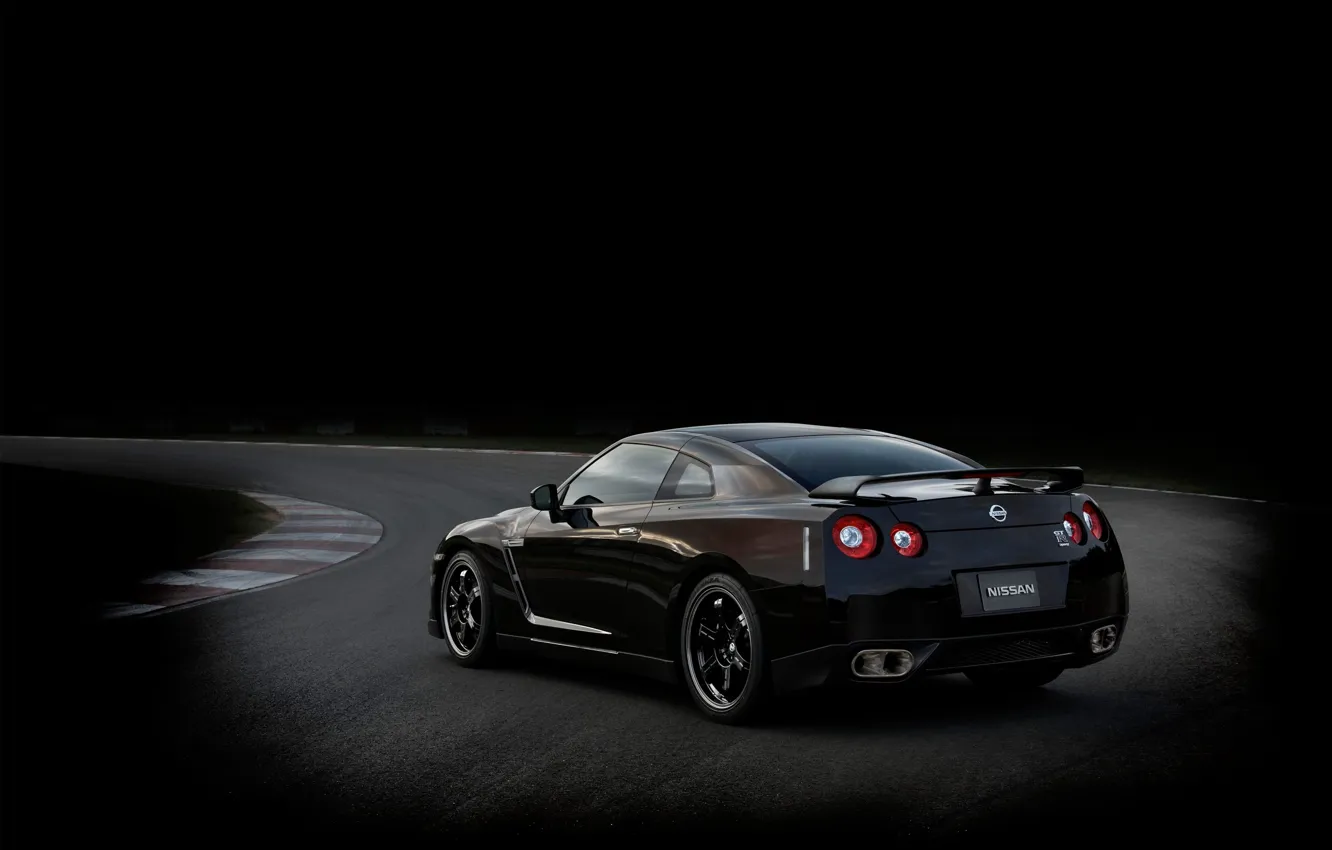 Фото обои черный, Nissan, SpecV, GT-R