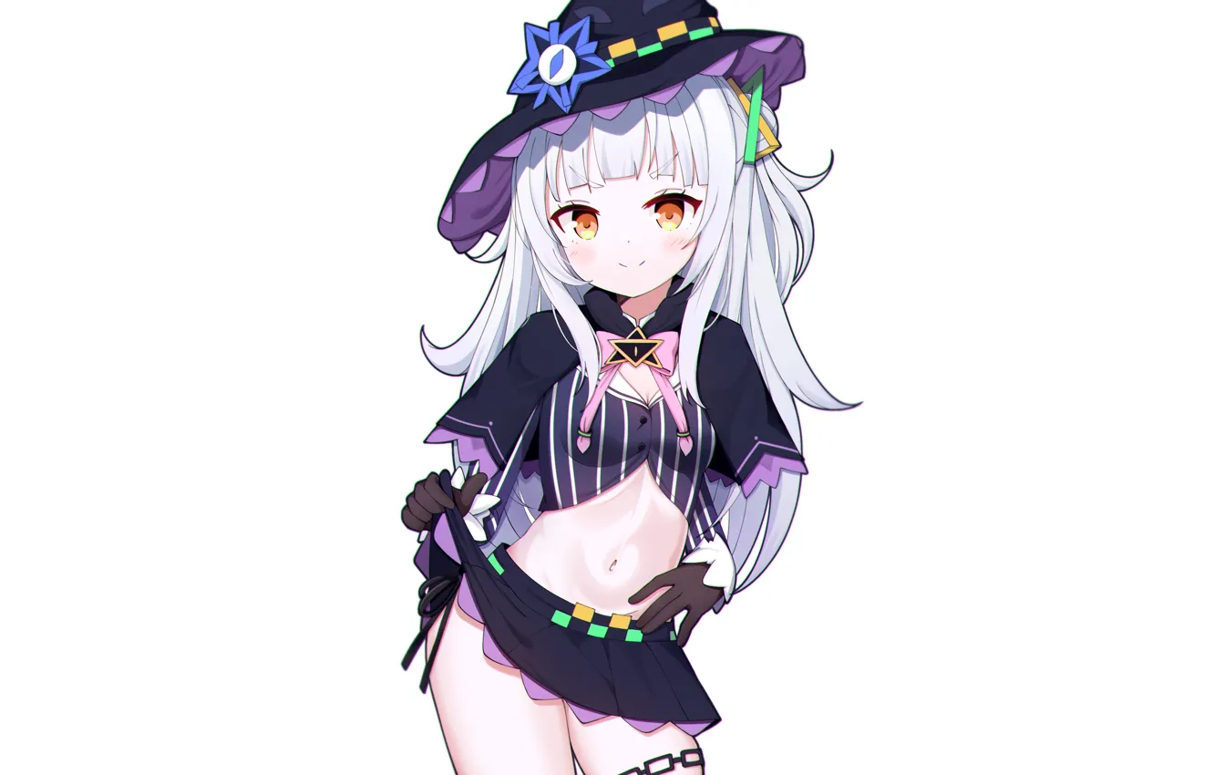 Фото обои girl, sexy, cleavage, blouse, long hair, hat, boobs, anime