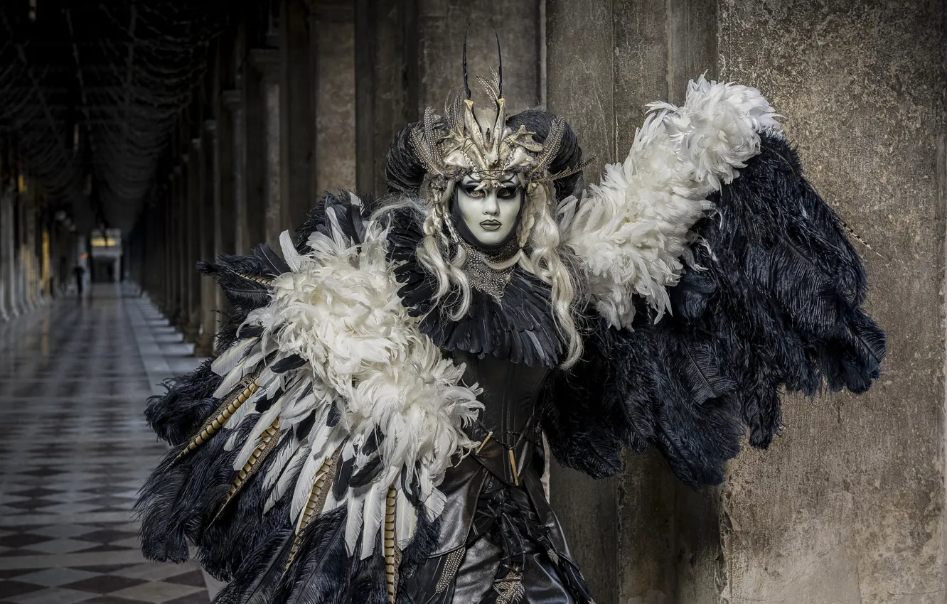 Фото обои перья, маска, костюм, карнавал